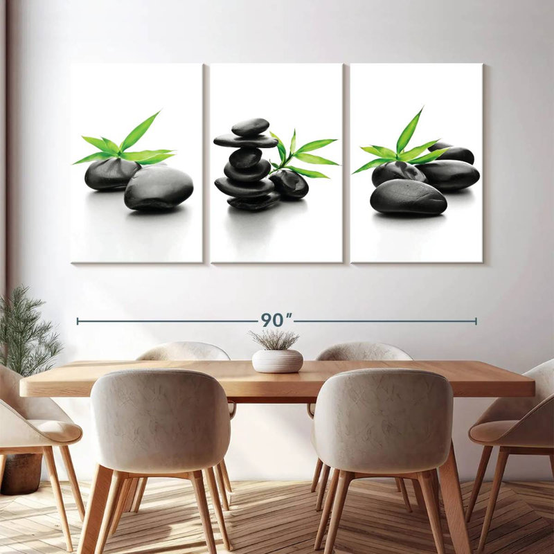 " Spa Stones Bamboo Pop " 3 - Pieces, 45" H x 92" W x 1.25" D