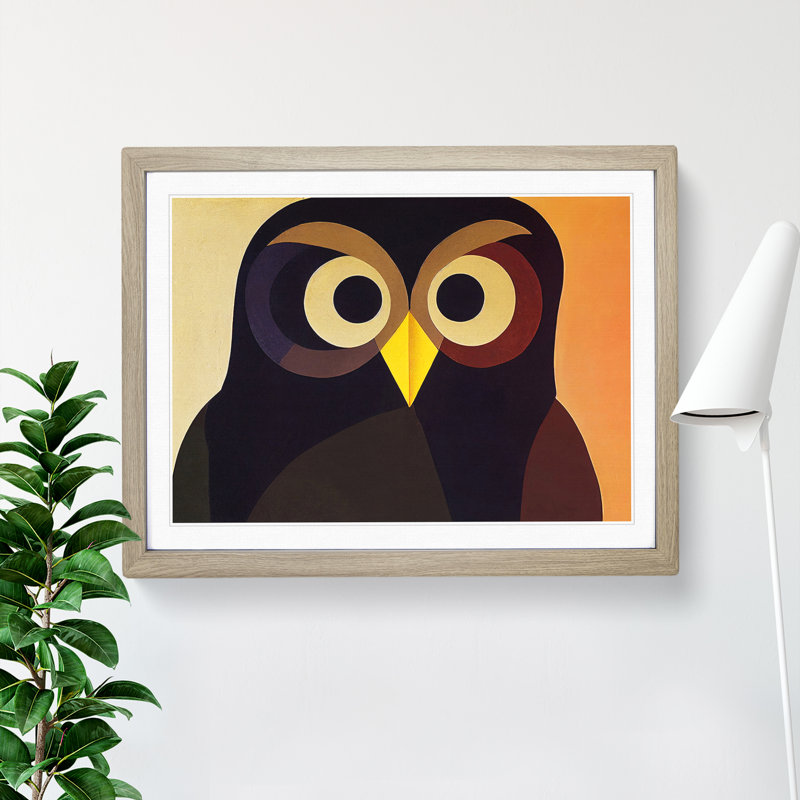 Owl - Framed Print, 46cm H x 64cm W, Oak Framed