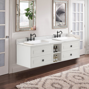 Base de meuble-lavabo flottant 84 po sans plateau, base de meuble-lavabo mural seulement