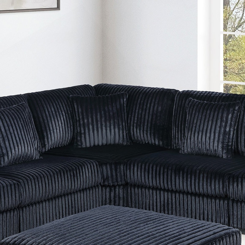 Ensemble de canapé modulaire contemporain en U 7 pièces avec porte-gobelet USB