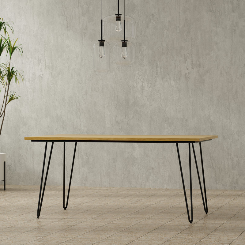 Table de salle à manger en bois de manguier massif Hunter, style industriel, H 29,5 po x L 66 po x l 40 po, Chêne