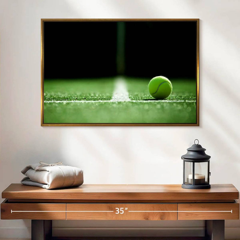 Ligne de tennis, Cadre flottant doré, 25 po x 17 po