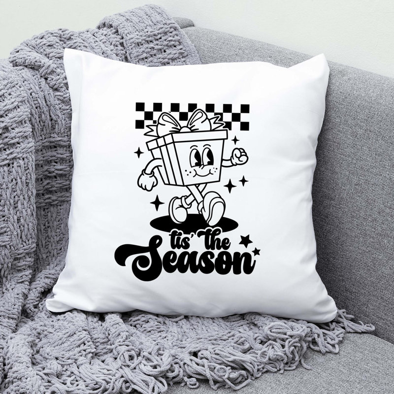 Christmas_Black-11 Reversible Throw Pillow, 14" x 14"