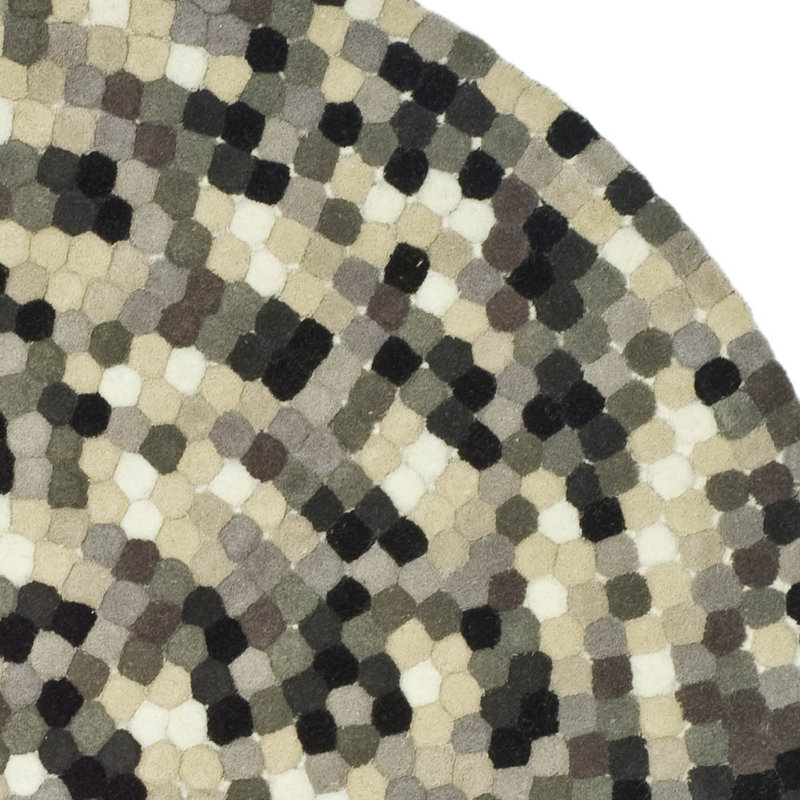 Tapis ivoire / gris en laine touffeté à la main Steuart, Rond 6 pi