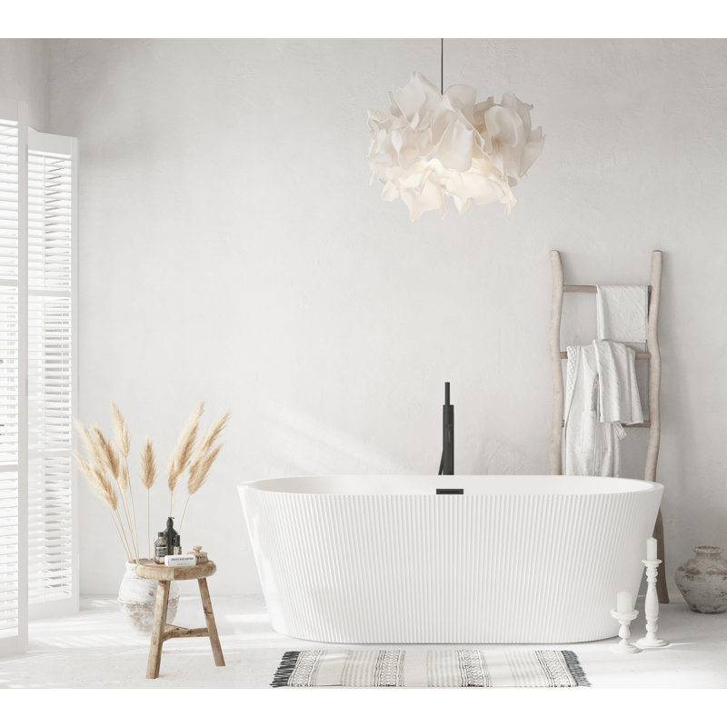 67 Inch Bathtub in Glossy White with Trim, Matte Black