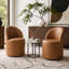 Petit fauteuil d'appoint roulant en similicuir avec roulettes-593175427