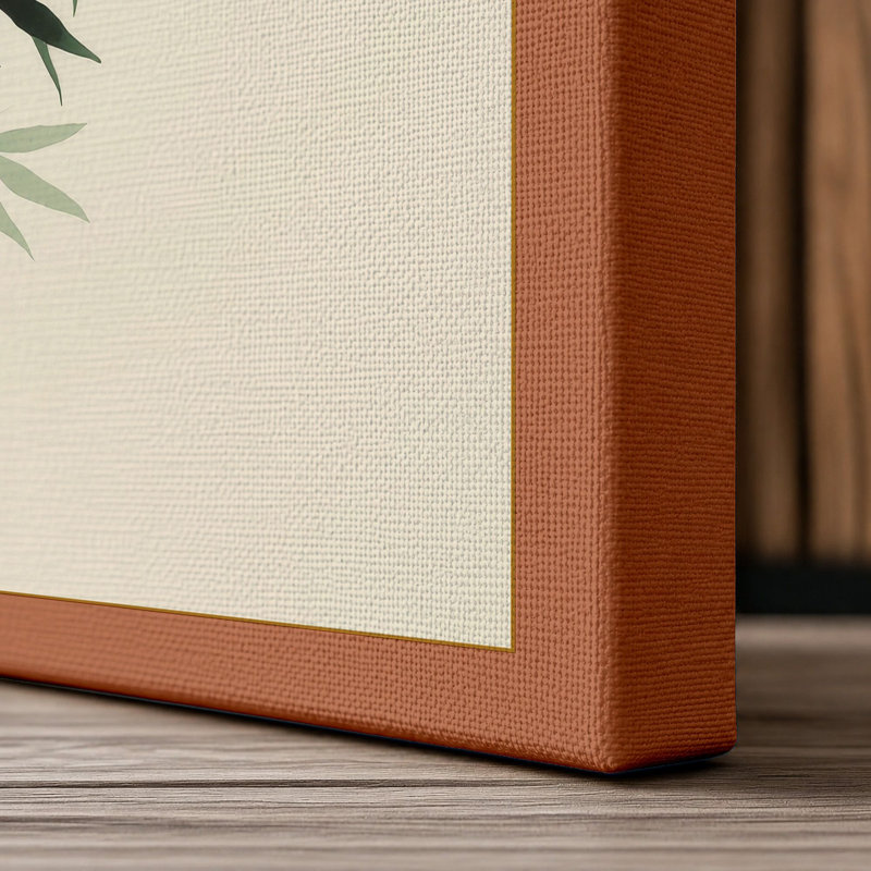 Bamboo Study Japandi - Wrapped Canvas, 18x12 - 45.7 x 30.5 cm, Terracotta Border