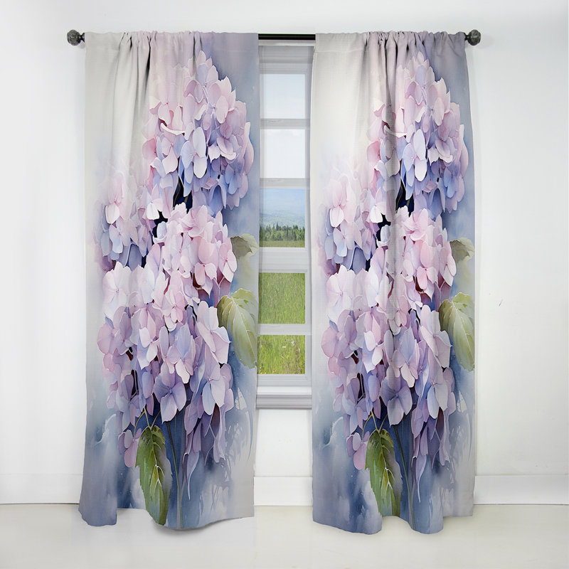 Hydrangea mauve Graceful Whispers - rideau hydrangea - rideau occultant à motif floral - 1 panneaux, L 52 po x L 120 po
