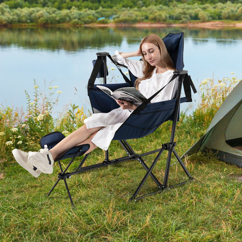 Chaise de camping pliante Niveditha, Bleu marine