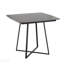 Table avec base en métal noir et bois noir avec plateau en céramique effet marbre noir