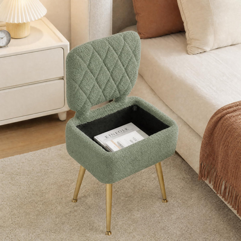 Tabouret de coiffeuse avec rangement caché Sherpa, Vert