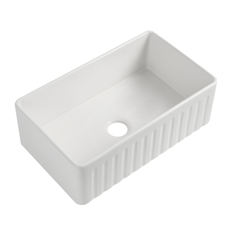 Fireclay 33" L X 20" W Farmhouse Kitchen Sink With Grid And Strainer