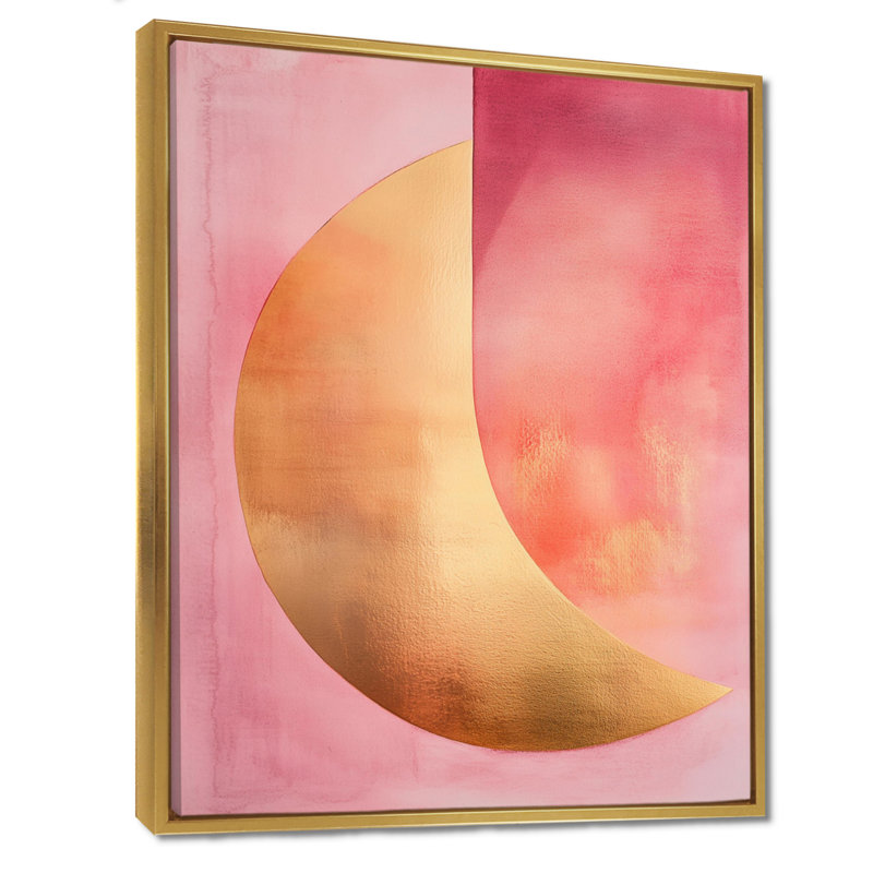 Blush Gold Abstract Wall Art, Pink Metallic Canvas, Cenobio, H 32 po x l 16 po, Cadre flottant doré