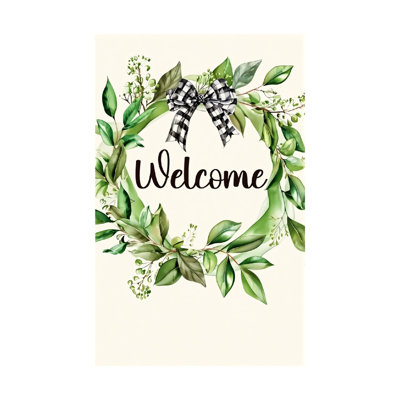 Wreath Flag, Green 12 in X 18 in / 30 x 45cm Yard Terrace