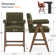 Brittnie 25.5" Full Back Walnut Wood Upholstered Counter Stool With Arms