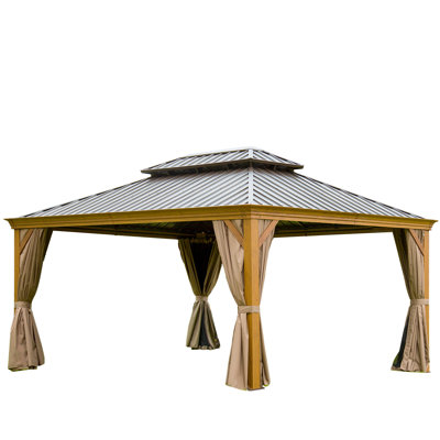 12'X16' Gazebo: Galvanized Steel Roof & Aluminum Frame For Relaxation Gazebo With Robust Patio