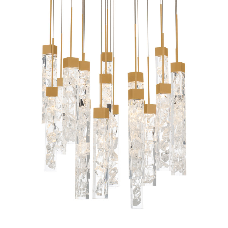 Minx Cluster LED Lights Round Pendant, 160" H x 26" W x 26" D, Aged Brass, 21
