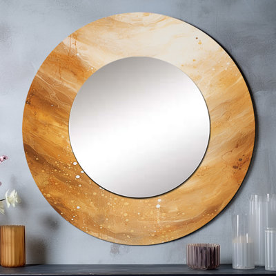 Rowayda abstrait Macchiato Mirage I - miroir de formes abstraites, miroir mural décoratif rond moderne, impression d'art en métal