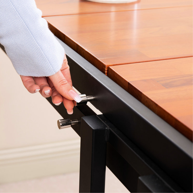 Table de salle à manger et tablette convertibles de taille moyenne. Bois d'hévéa. Espace, polyvalent. Transformez-vous facilement. Idéal pour la cuisine. Finition de couleur bois naturel. 45,86 po de profondeur - repas, étude, tablette, ton brun