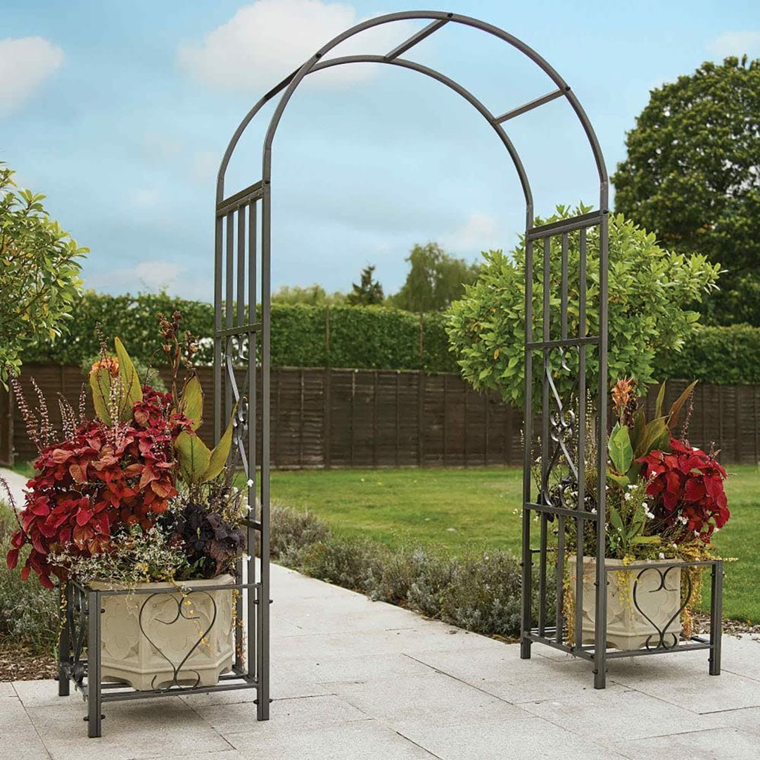 218cm W x 52cm D Metal Arbour in Black