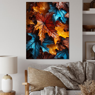 Orange et jaune feuilles d'automne - feuilles, art mural