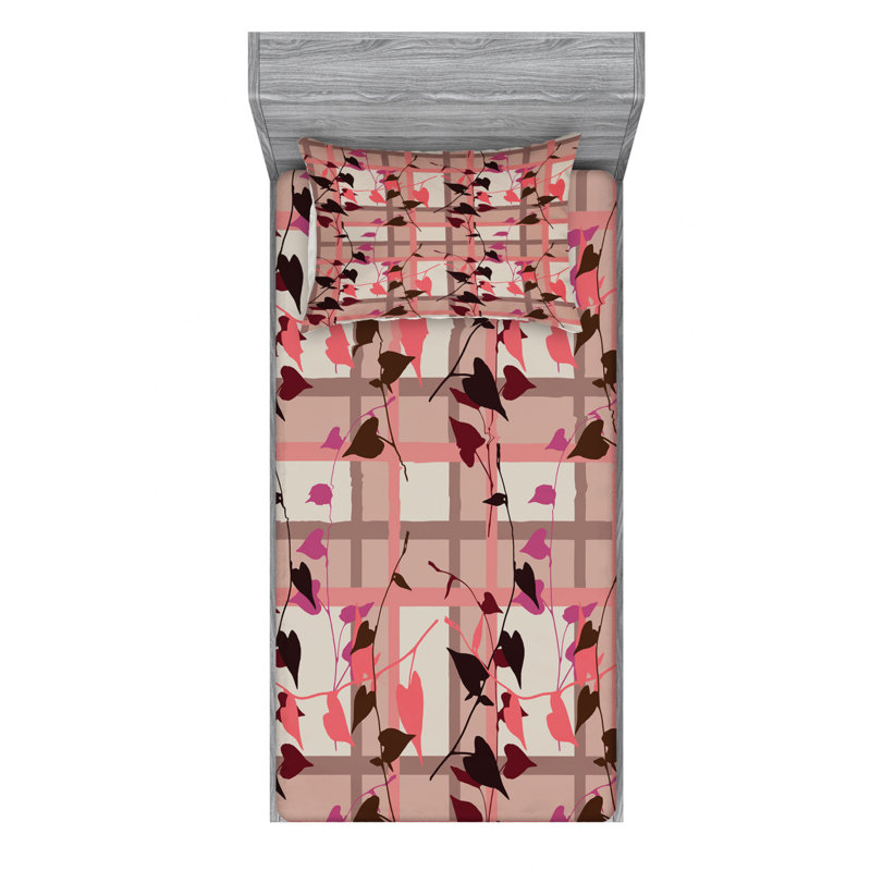 Microfiber Floral Sheet Set, Twin Sheet Set with Fitted Sheet and 1 Pillowcase