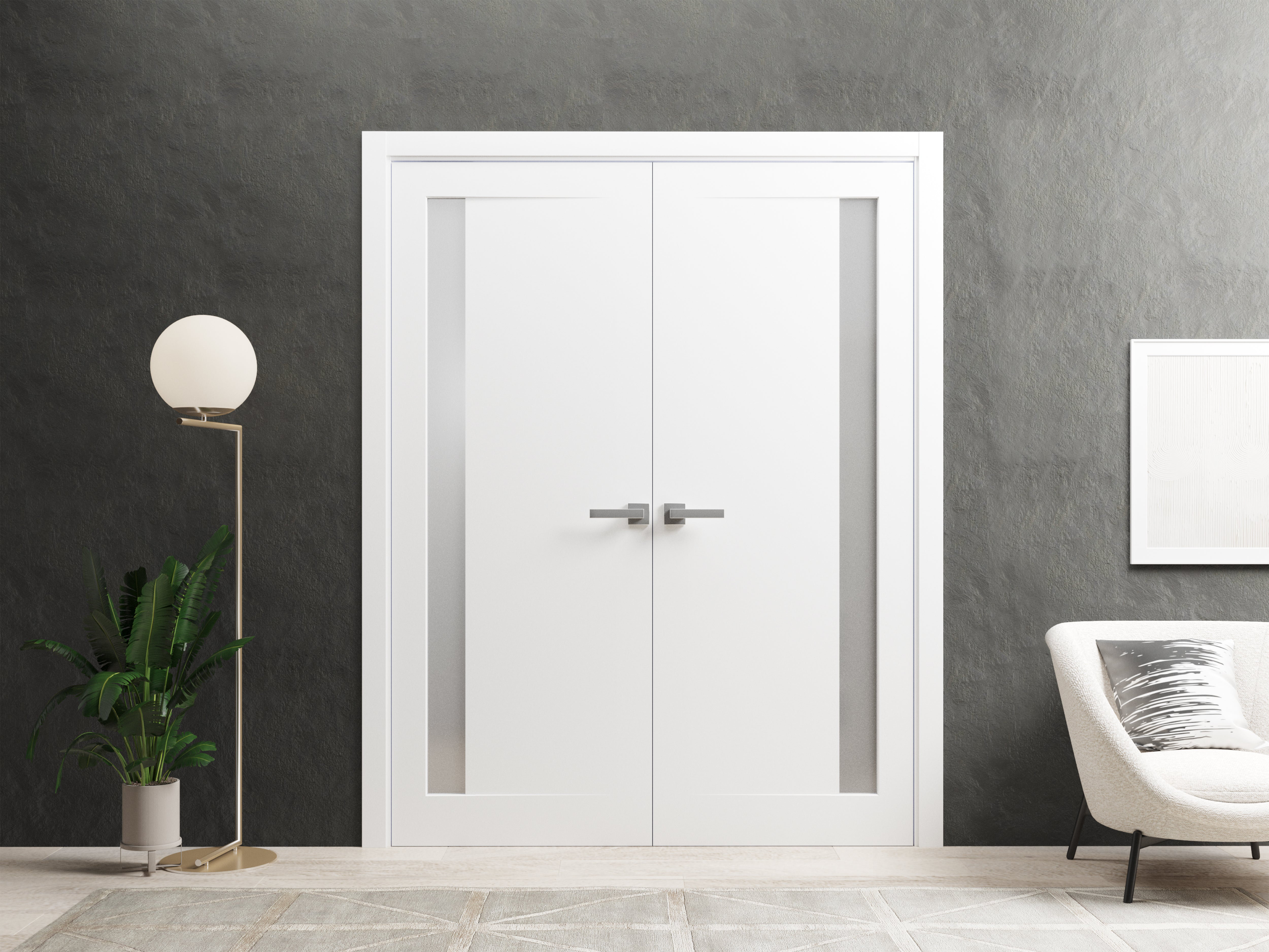 SARTODOORS Solid French Double Doors | Planum 0660 Painted White With ...
