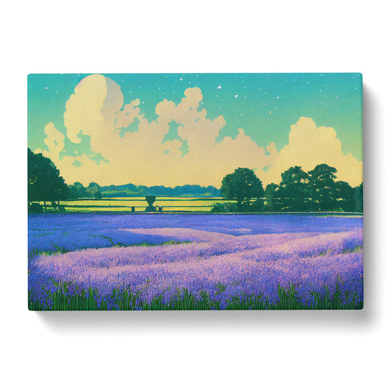Breathtaking Bluebell Field - Wrapped Canvas Painting, 35cm H x 50cm W x 3cm D