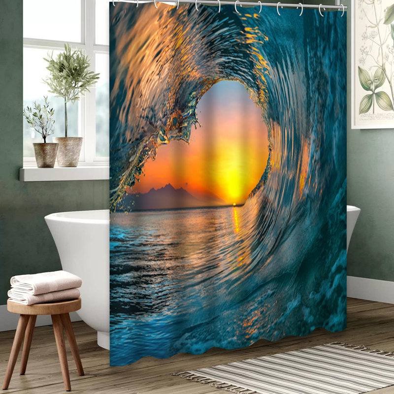 Rideau de douche Sunset Wave, L 72 po x l 84 po