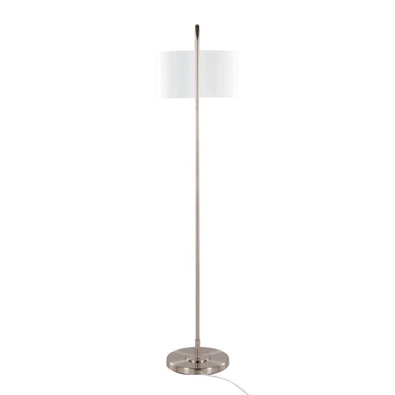 Puck 63" Contemporary Metal Floor Lamp With Linen Shade From Grandview Gallery, Silver