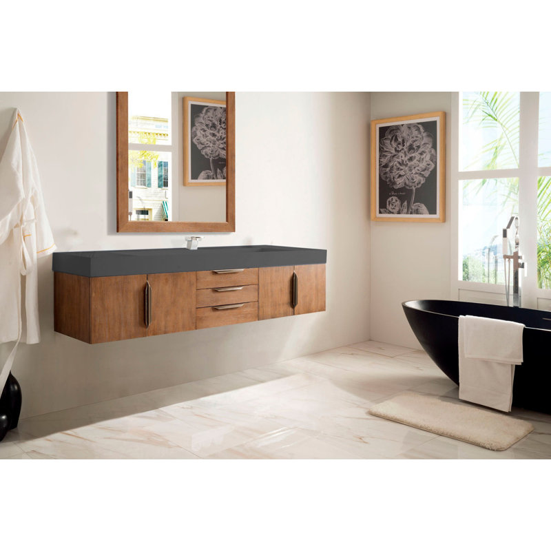 Mercer Island 72'' W Single Vanity, Glossy White, Dusk Gray, Brushed Nickel