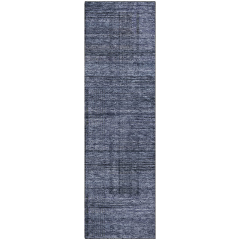 Premium Machine Washable Prisco Navy Rug, Runner 2'3" x 7'6"
