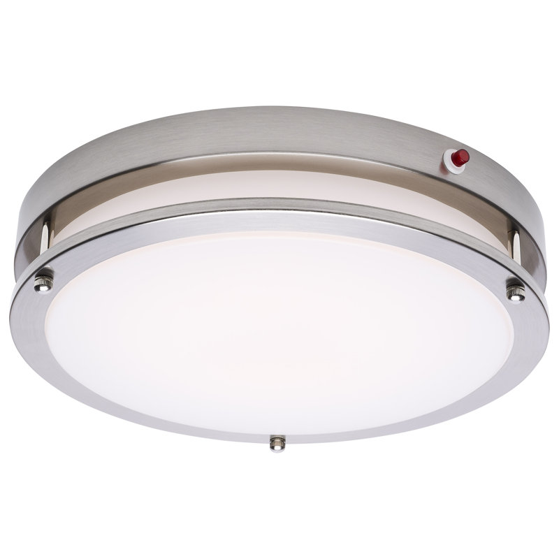 Glamour 13 Inch LED Flush Mount Emergency Battery CCT Selectable, Brushed Nickel