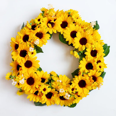 18-inch Artificial Bright Sunflower Wreath For Your Front Door