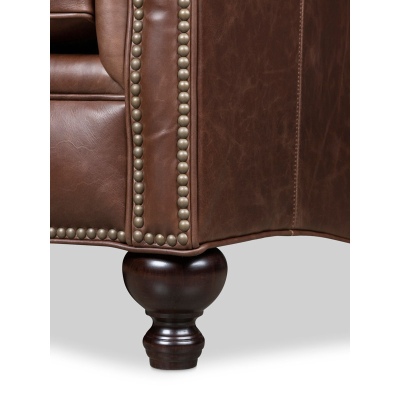 Hampton 84" Genuine Leather Sofa, Bruno Canyon Genuine Leather