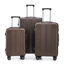 20 po / 24 po / 28 po 3 pièces / ensemble en valise à roulettes ABS, valise de cabine, couleur assortie, serrure à combinaison TSA (brun)