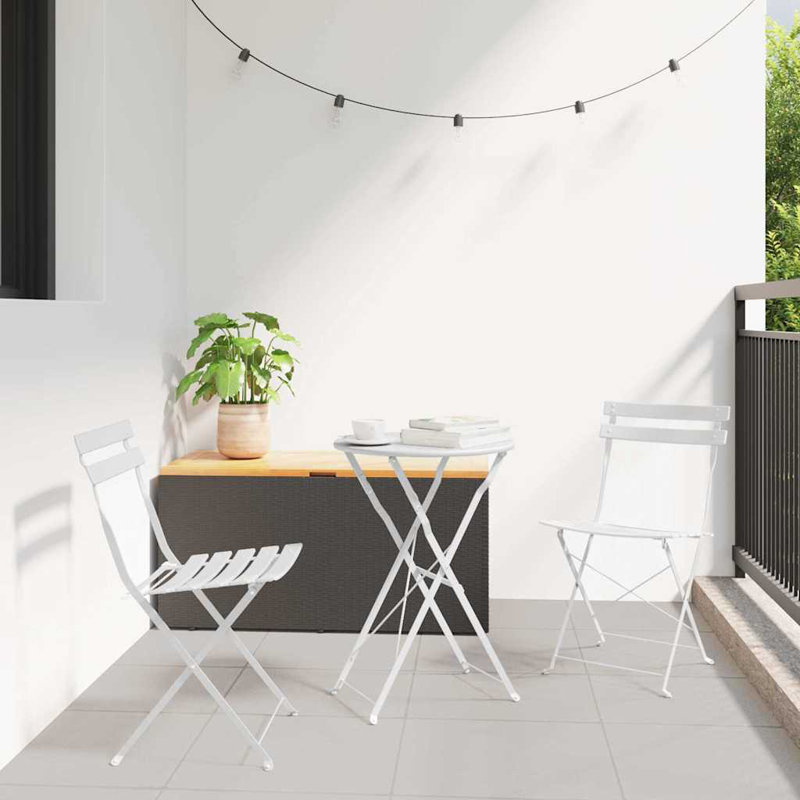 2 - Person Patio Dining Set with Rectangular Table , Cushions Included, White