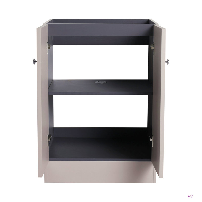 Meuble-lavabo autoportant 24 po et 2 portes d'armoire à fermeture en douceur (emballage KD) - sans le lavabo, Kaki, 24"