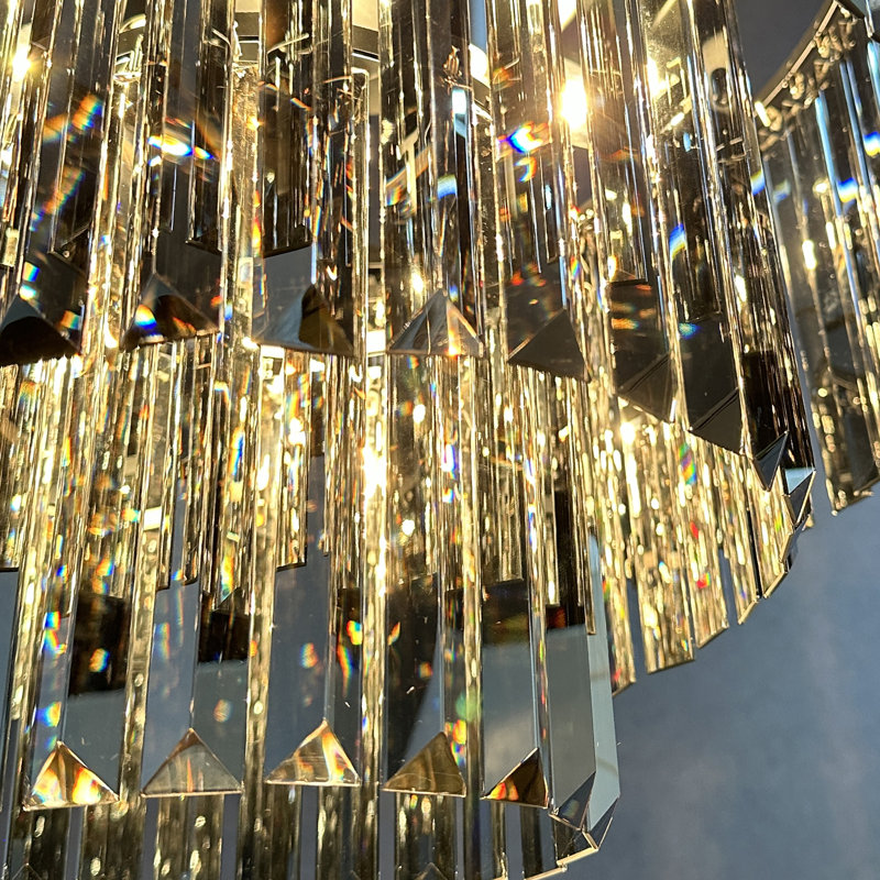Lustre en cristal à 6 lumières Popem, Noir mat, Gris