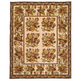 Flatweave Wool Floral Area Rug