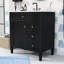 Meuble-lavabo simple en bois avec lavabo en céramique et multi-rangement Epke-1848324479