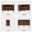 Armoire 55 po avec rangement cannelé, buffet en noyer avec porte coulissante et tablettes réglables