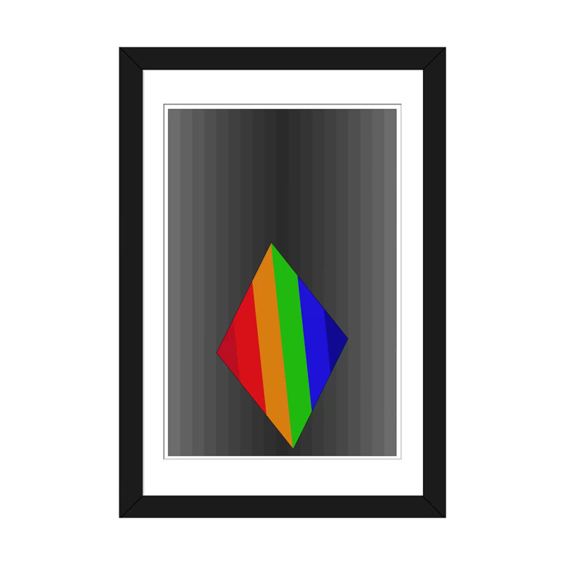 Albree Modern Diamond Reflecting Light, impression sur toile, H 32 po x l 24 po x P 1 po, Papier avec cadre noir, Blanc