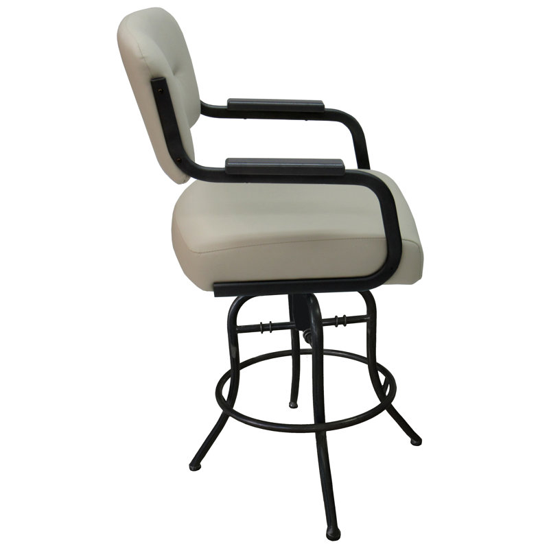 Swivel Upholstered Counter Stool with Metal Frame, Black, Bar Stool (30" Seat Height)