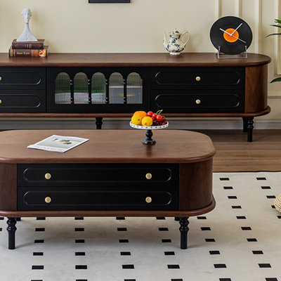 Rubberwood Coffee Table with Four Enclosed Drawers