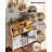 55 in Coffee Bar Cabinet with Power Outlet & LED Light for Home