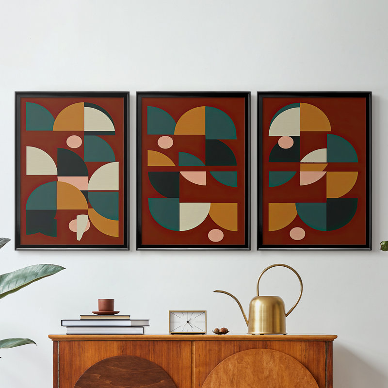 Arches sur rouille II - Toile tendue avec châssis sur mesure - 3 pièces, Noir, H 21 po x l 30 po