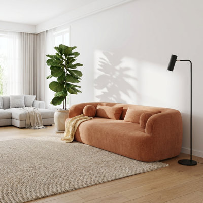Canapé moderne courbé en nuage avec revêtement en chenille moelleux et rembourrage en mousse haute densité