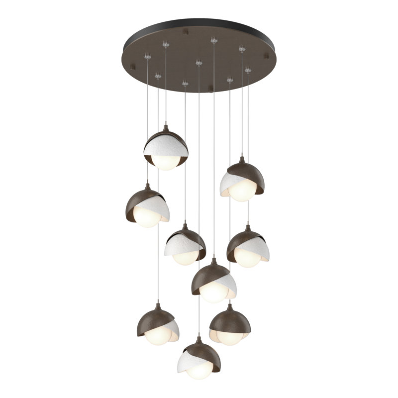 Brooklyn 9 - Light Cluster Geometric Pendant, Bronze, 10" - 80", White
