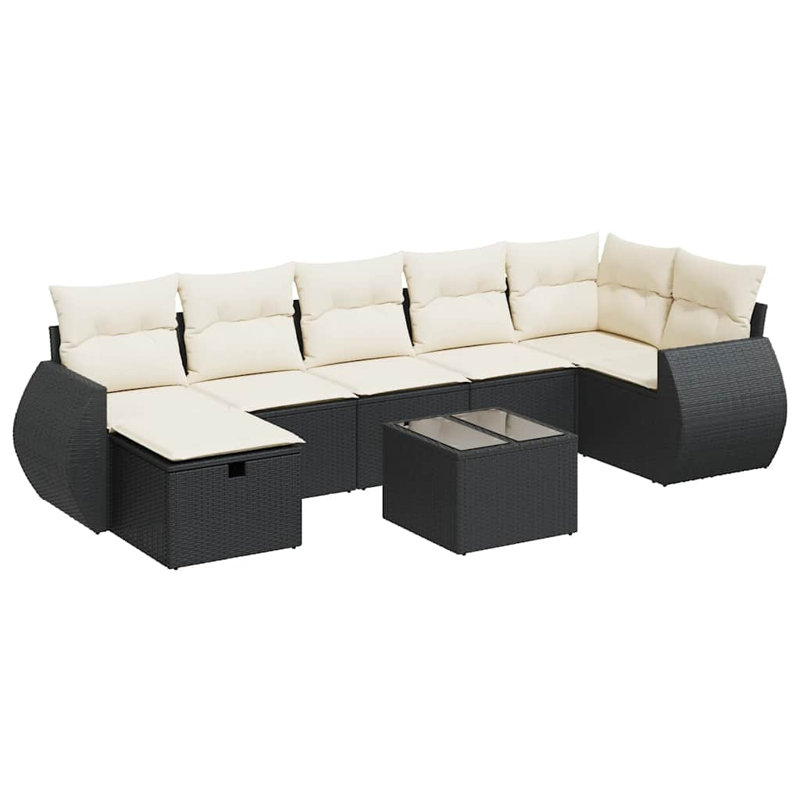 Ensemble de canapé de jardin Vidaxl noir, blanc crème
